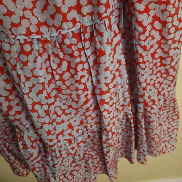 Diane Von Furstenberg Silk Red Blue Pattern Spaghetti Strap Flounce Dress Size M - Picture 4 of 5